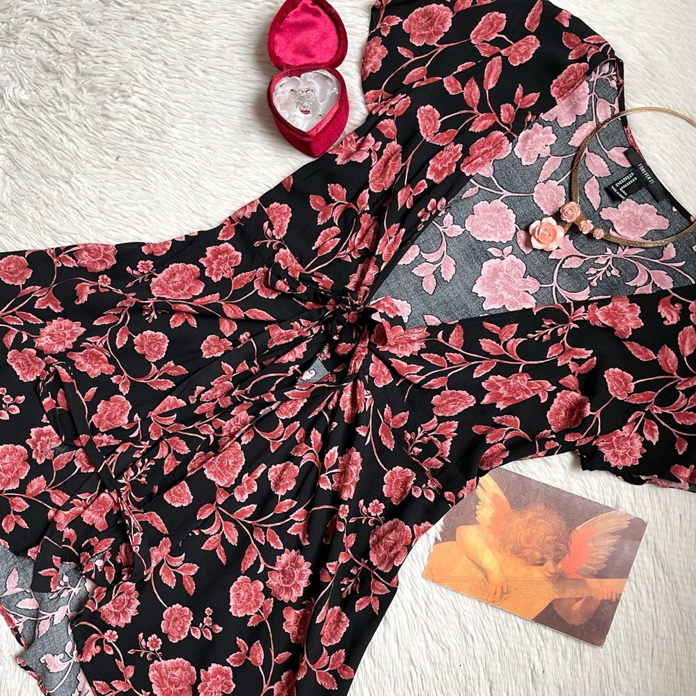 Forever 21 floral wrap around mini dress